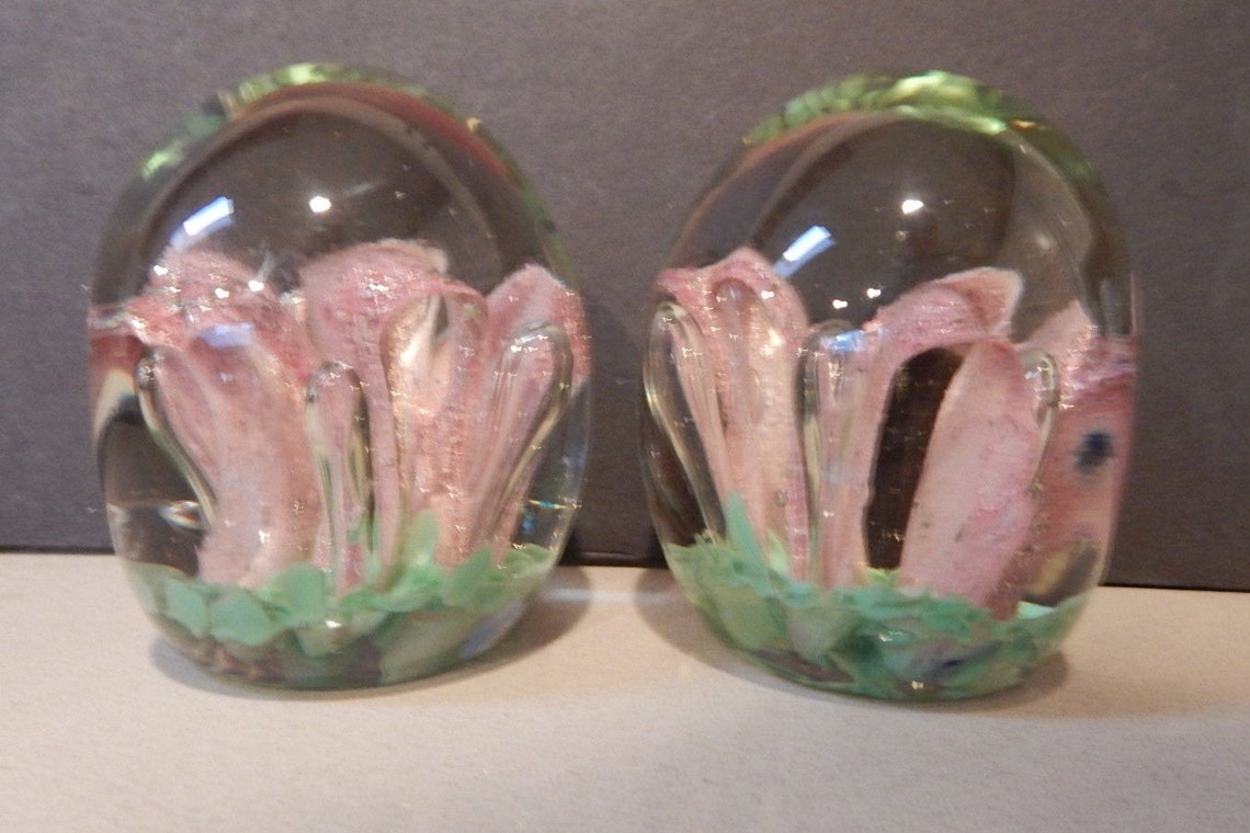 Pair Zimmerman Art Glass Paperweight Bookends Etsy
