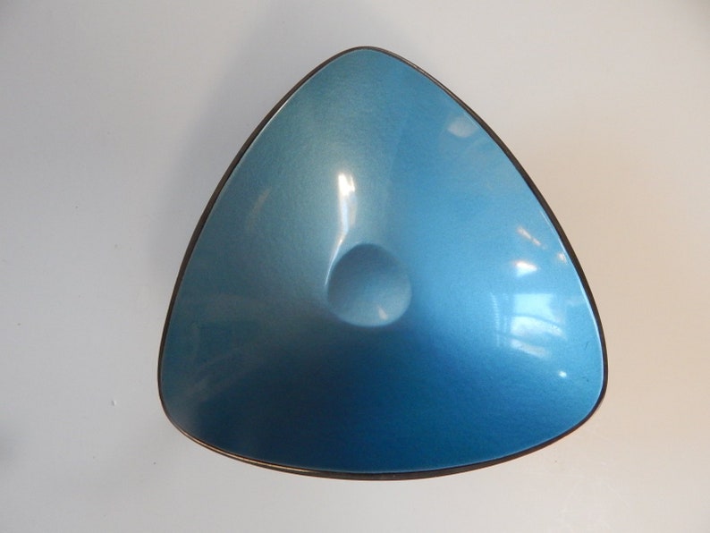 Reed and Barton Blue Enamel Silverplate Bowl 251 Tricorner