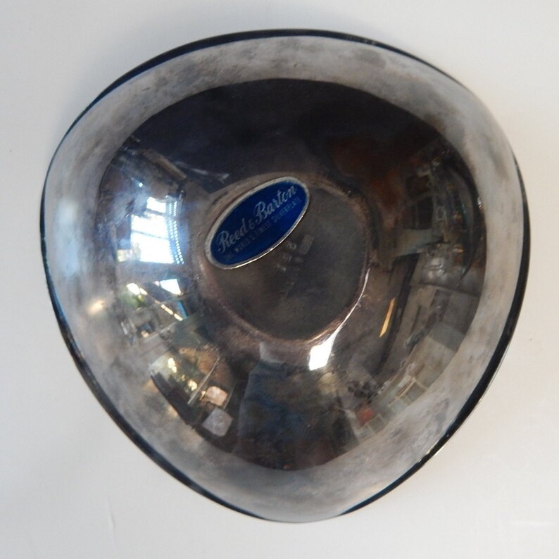 Reed and Barton Blue Enamel Silverplate Bowl 251 Tricorner