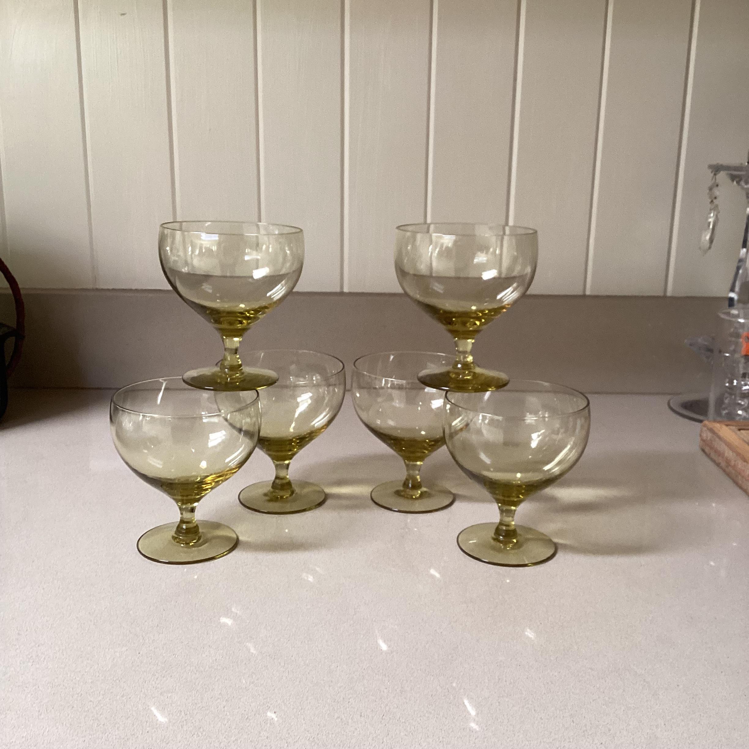 Set of 6 Russel Wright Morgantown Chartreuse Water Glasses