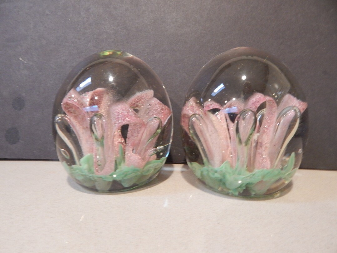 Pair Zimmerman Art Glass Paperweight Bookends Etsy