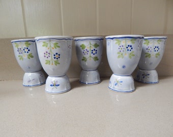 The Lake Farm Faye 007575 Set/2 French Inspired Egg Cup Holders with Spoon The Ferme de Lac The Lake Farm Faye 007575 Set/2 French Inspired Egg Cup Holders with Spoon The Ferme de Lac