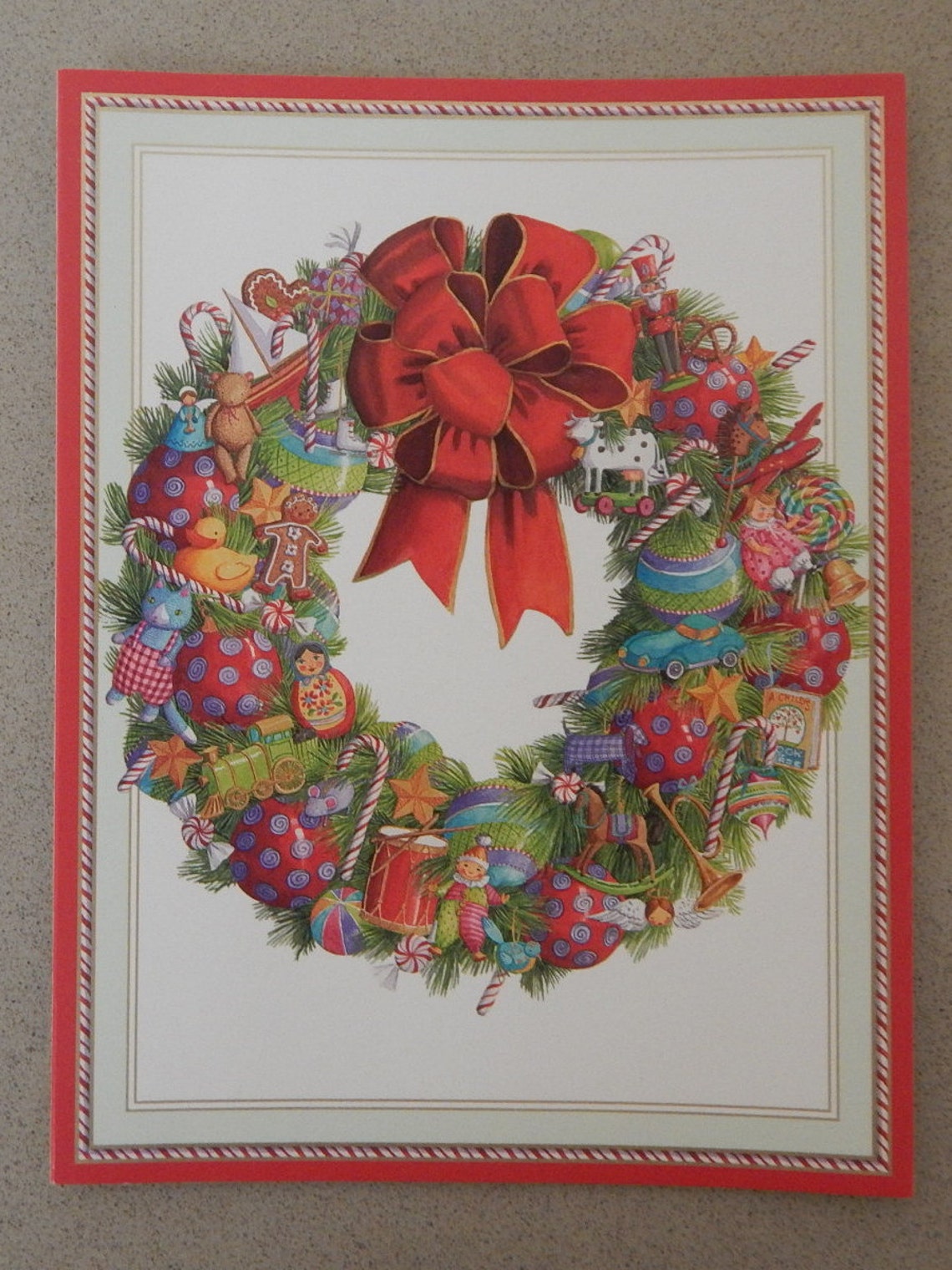 Caspari Christmas Greeting Cards Christmas Wreath 15 Cards Etsy