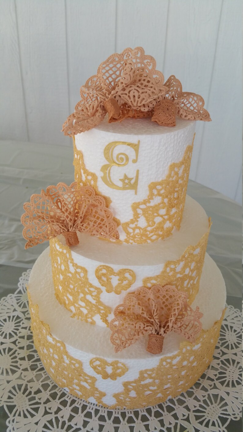 Gold Lace or Edible Lace Cake Lace White Handcraft Favor Etsy