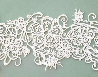 3 OR 6 PC Edible Lace, Cake Lace Vanilla White Embroidery Stitch Filigree Flower Scroll Swirl Border