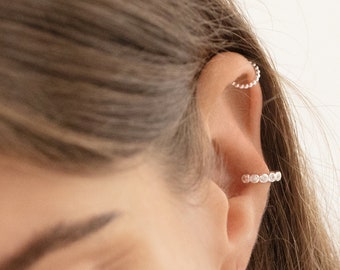 Tiny Silver Bobble Ear Cuff