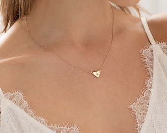 Love You More Small Heart Necklace, Personalised Heart Necklace, guiding star pendant, tiny heart necklace, gold heart pendant, gift for her