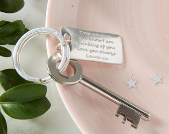 Personalised Silver Message Key Ring,  Silver Message, custom keychain, engraved message, personalized key ring, key tag, mens keyring,