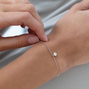 Fine Solid White Gold Sapphire Circle Bracelet