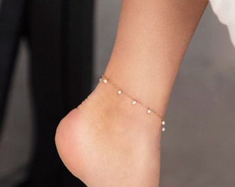 Pearl Nugget Anklet, Pearl Ankle Bracelet, Beaded Anklet, Summer Jewellery