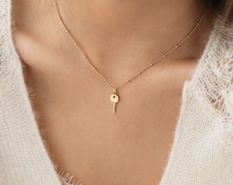 Personalised Key Pendant Necklace with bobble chain.