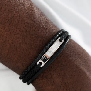 Men&#39;s Personalised Leather Bracelet, Men&#39;s Engraved Bracelet, Custom Bracelet, Engraved Bracelet, father&#39;s day, Man Bracelet, Gift for Him