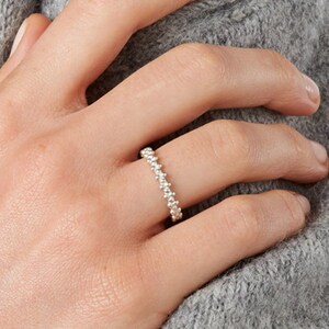 Silver Gold Beaded Stacking Ring image 5