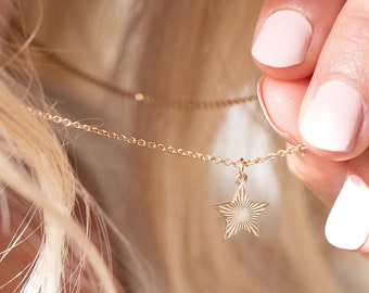 Personalised Silver Sunburst Star Necklace