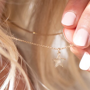 Personalised Silver Sunburst Star Necklace