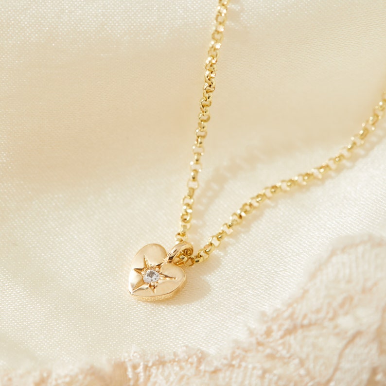 Fine Solid Gold Sapphire Heart Necklace image 2