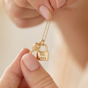 Personalised Love Locked Padlock And Key Necklace