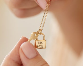 Personalised Love Locked Padlock And Key Necklace