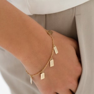 Tiny Silver Gold Tag Name Bracelet