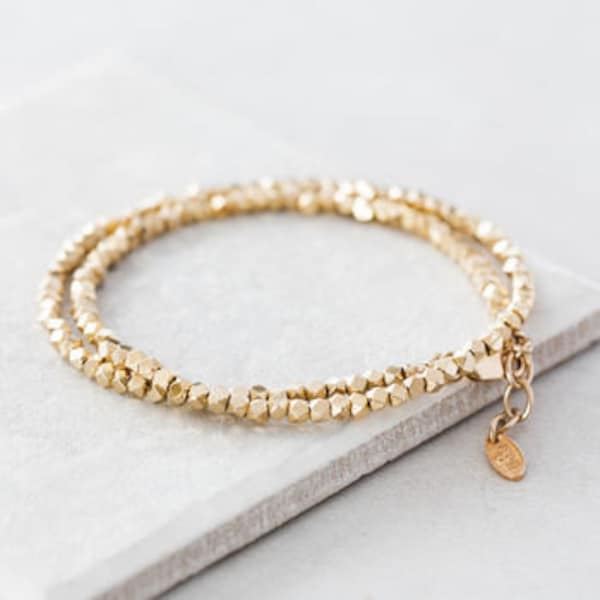 Gold Nugget Wrap Bracelet, Rose Gold Nugget wrap bracelet, Stacking bracelet, Rose gold stacking
