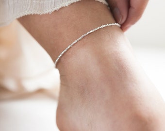 Silver Nugget Anklet, Anklets For Women, Silver Ankle Chain, Silver Nugget Jewellery, Summer Accessories, Anklets for Women, Gift for Her