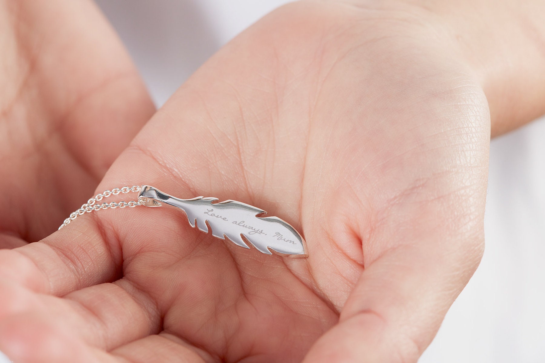 Personalised Feather Necklace Etsy