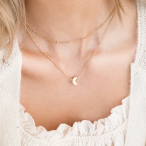 Moon and back Silver Necklace, Moon Pendant, Crescent Moon Necklace, Layering Necklace, Moon Jewelry, Delicate Necklace, gifts for daughter