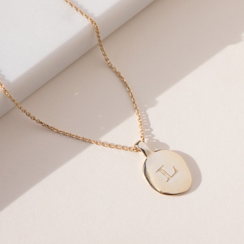 Personalised Gold Oval Initial Necklace image 2
