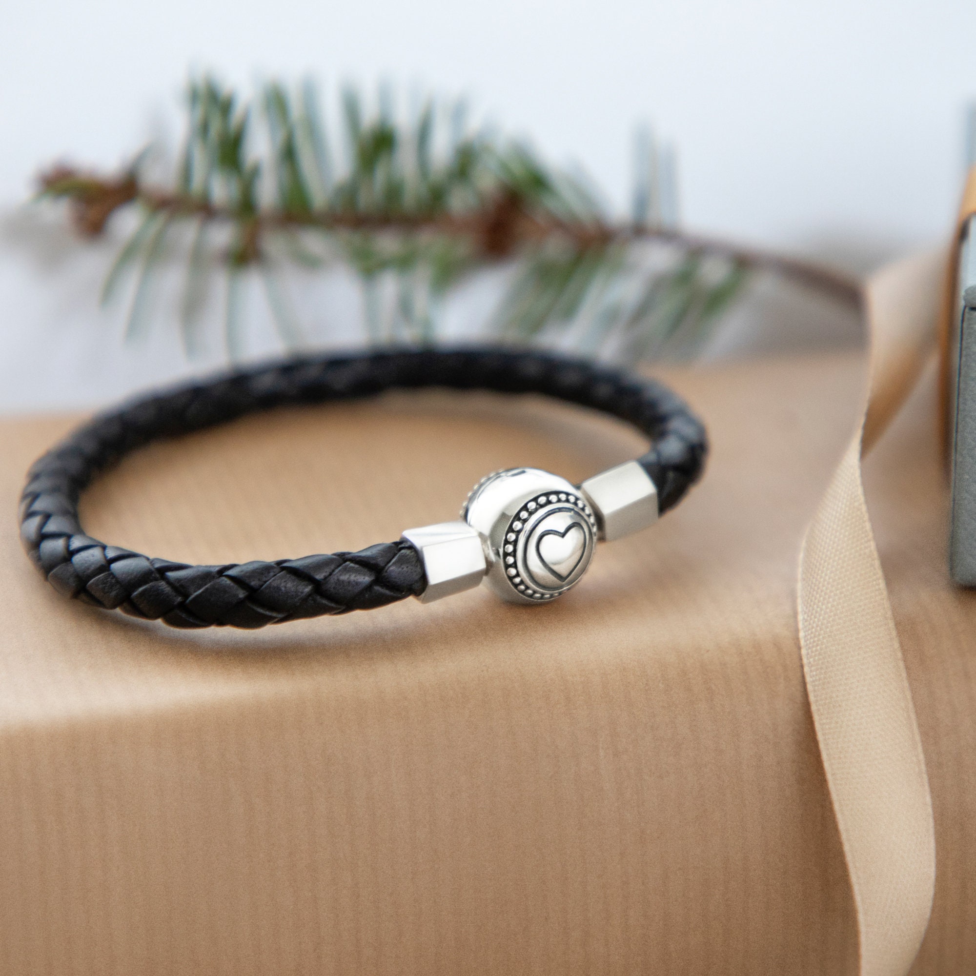 Buy Personalized Men's Bracelet With Custom Engraved Beads Leather Cord  With Silver / Gold Plated Beads Valentine's Day Jewelry Gift for Men Online  in India - Etsy