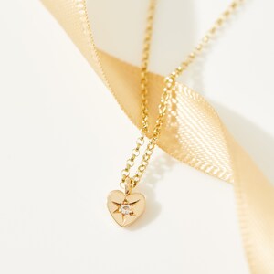 Fine Solid Gold Sapphire Heart Necklace image 4