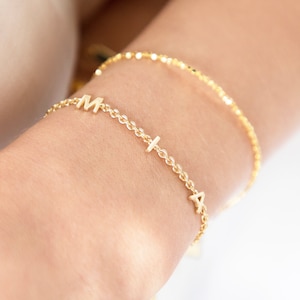 Pulsera de letras pequeñas de plata y oro personalizada, pulsera con nombre de plata, regalo personalizado, pulsera de letras pequeñas, regalo para hija