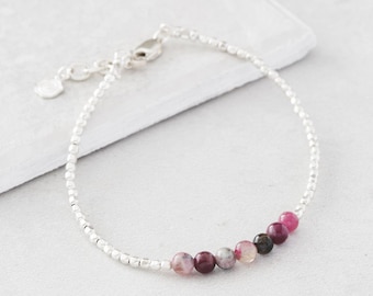 Personalised October Tourmaline Birthstone Bracelet