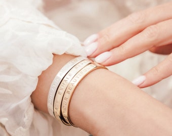 Gepersonaliseerd zilver, goud, rose goud affirmatie armband