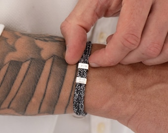 Brazalete personalizado Marle Cord Story de plata para hombre