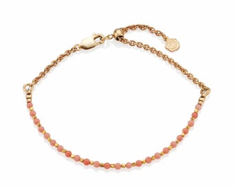 Coral & Gold Pull Through Bracelet