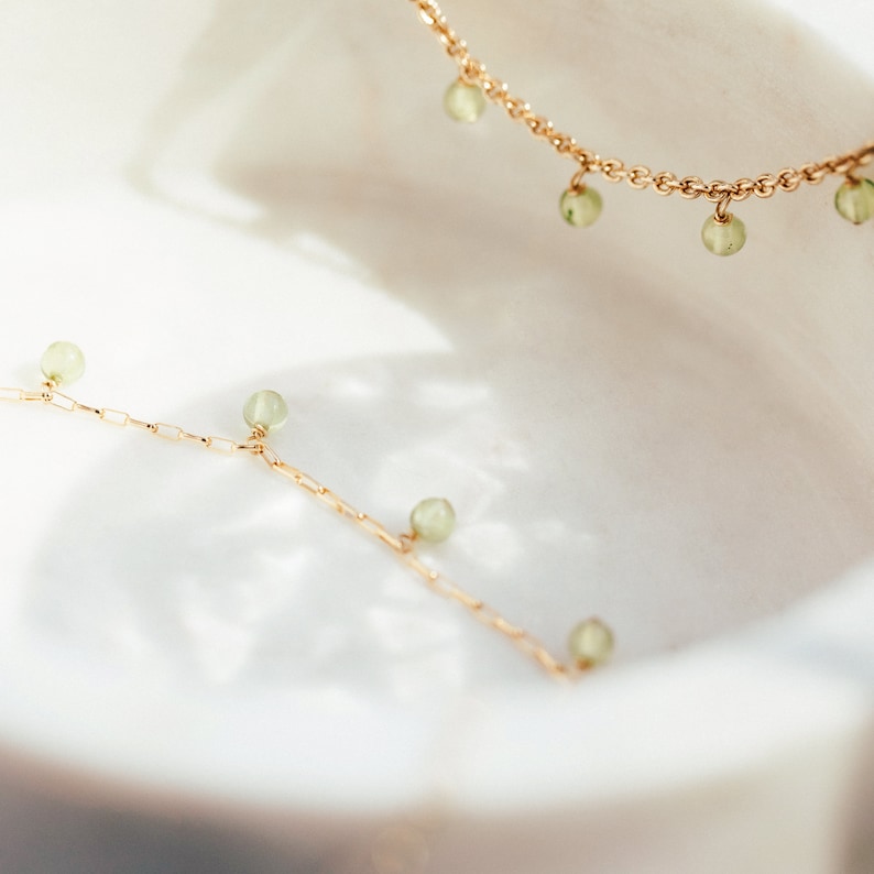 August Peridot Birthstone Anklet image 4