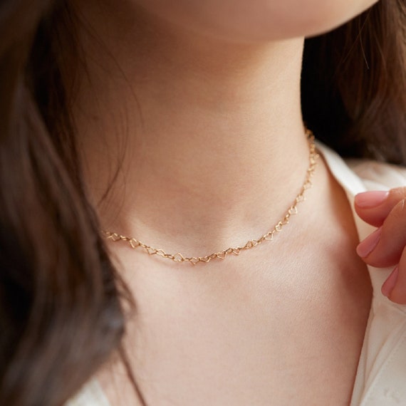 Personalised Gold Vermeil Heart Chain Neckace - Etsy