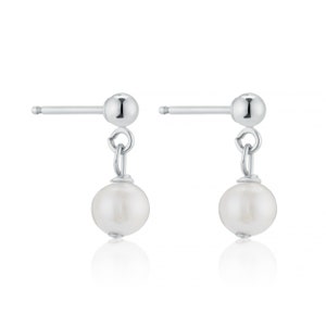 Silver Pearl Drop Earrings Sterling Silver