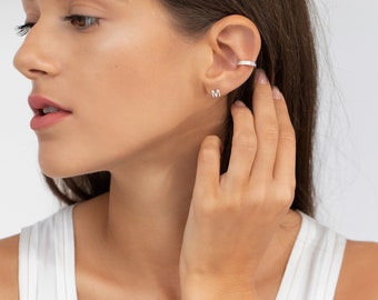 Lined Silver Ear Cuff