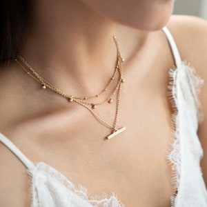 Gold Plated Bobble and Bead Double Strand Necklace