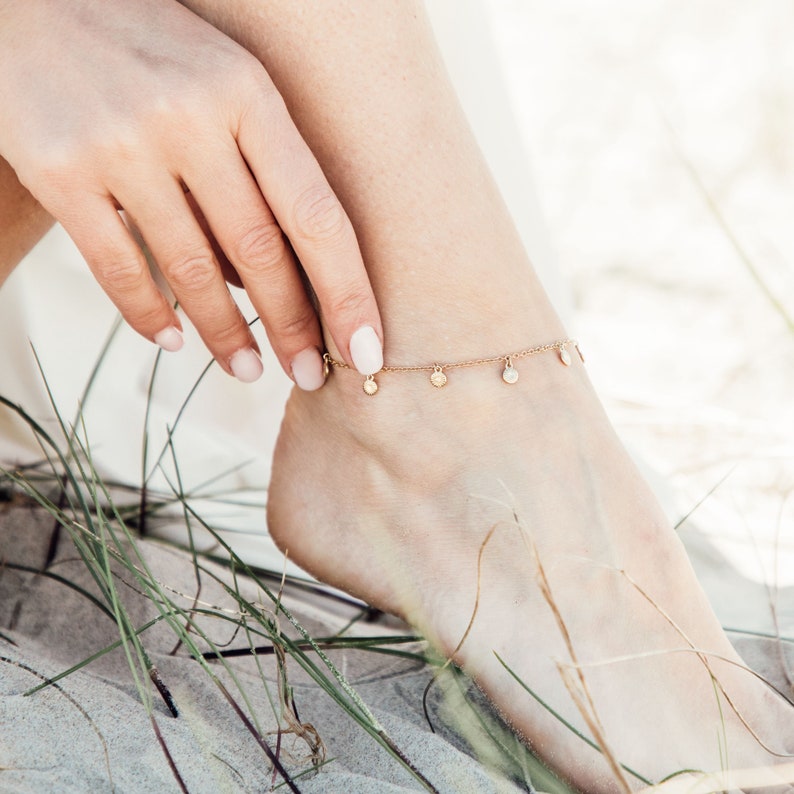 Sequin Sun Anklet, Summer Anklet, Charm Anklet image 1