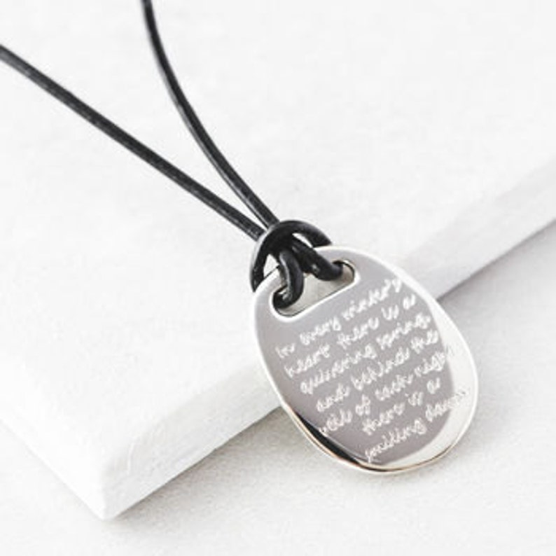 Personalised Men's Silver Quote Necklace, engraved message necklace, song quote necklace, personalised man's necklace image 4