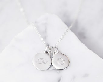 Silver Double Initial Charm Necklace, Mothers Day Jewellery, Mothers Day Necklace, Necklace for Mum, Jewellery for Mothers Day, Sister Gift