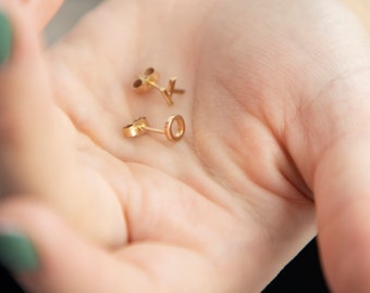 Tiny Little Letter Stud Earring - Silver  or Gold