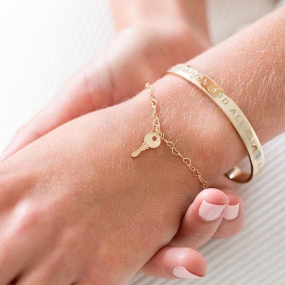 Gold Silver Key to My Heart Bracelet Etsy