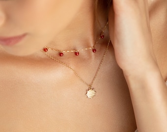 July Carnelian Birthstone Necklace