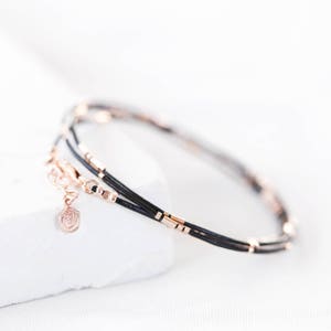 Personalized Rose Gold Morse Code Leather Bracelet, Secret Message