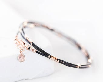 Bracelet de code Morse en or rose personnalisé, code Morse personnalisé, message secret, bracelet meilleur ami, bracelet de la Saint-Valentin, cadeau pour soeur