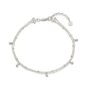 Silver or Gold Double Bobble and Bead Anklet
