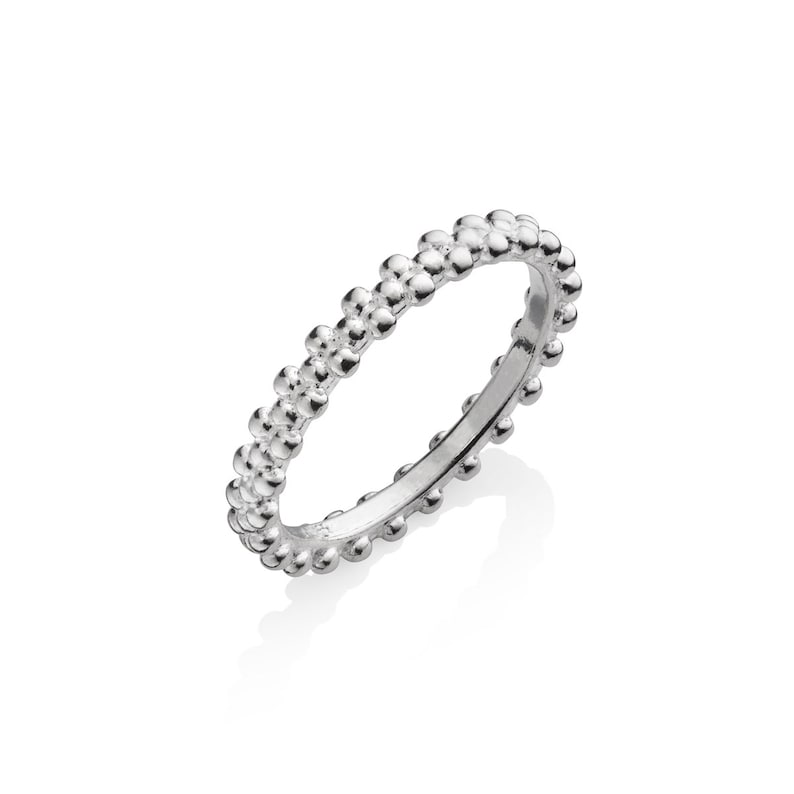 Silver Gold Beaded Stacking Ring Silver